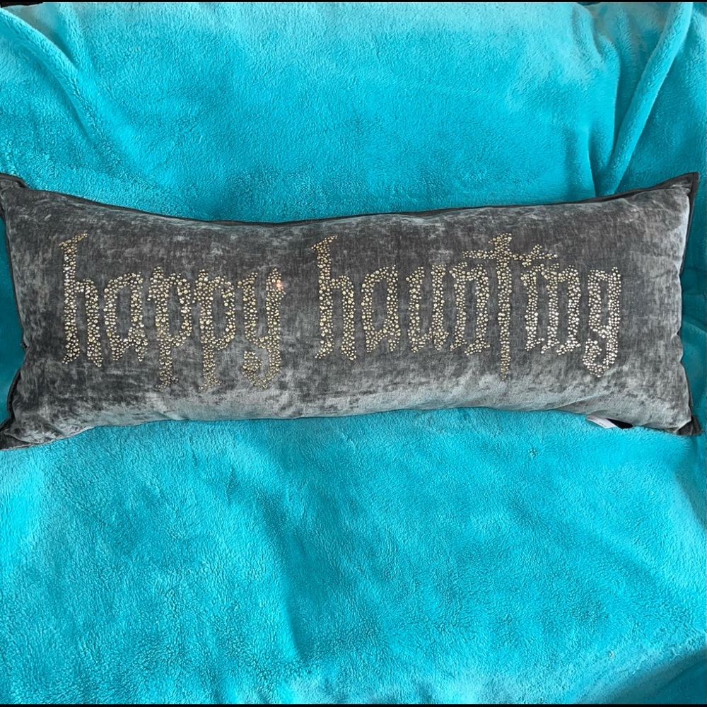 NWT Halloween Happy Haunting Crystal Bling Pillow